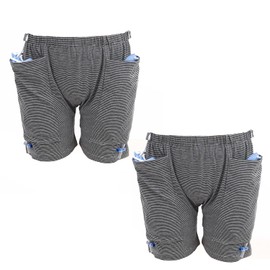 Lmaray Incontinence Care Trousers 2 Packs, Catheter Leg Bag Shorts, Urinary Incontinence Supplies for Men, Compatible with Nephrostomy, Foley, Suprapubic & Biliary Catheters (3XL(Men's))