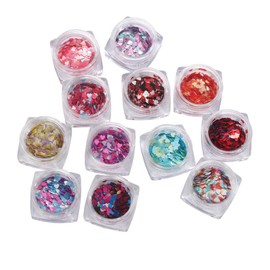 FOMIYES 18pcs Multicolored Heart Design Nail Decals Diy Manicure Kit Nail Art Decals Paillettes Stickers for Home or Salon Use Random Color