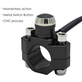 Interruptor de arranque de cuerno de aluminio CNC de 7/8 pulgadas con dos conectores de bala, color negro