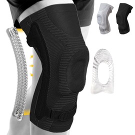 ZJMQJ Knee Brace for Women and Men, Knee Sleeve with Patella Pad & Side Stabilizers, Compression Support for ACL/PCL, Running and Sports (Black,XL)