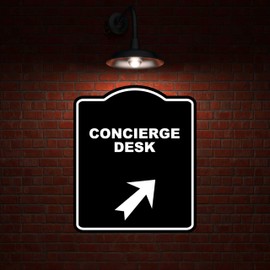 CONCIERGE DESK Black Sign Arrow Up Right Aluminum Composite Sign 8.5 x 10 inches