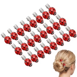 24Pcs Red Ladybug Hair Clips, Fun Mini Animal Bug Hair Clips
