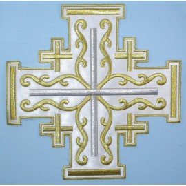 PATCHWORK PANDA 10" Jerusalem Cross Iron On Patch Applique - 10" x 10" Sateen Backing