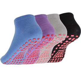 SZETOSY Yoga Socks with Grips for Women and Men, 4 Pairs Non-Slip Pilates Socks for Barre, Dance, Ballet, Workout with Arch Support, colourful