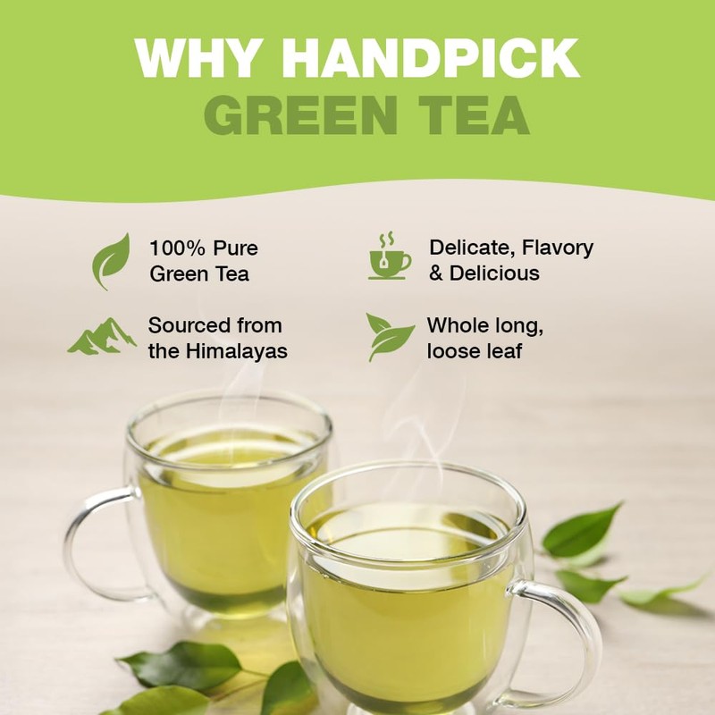 HANDPICK, Organic Green Tea Bags - 100 Eco-Friendly Tea Bags