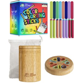 Wooden Color Sorting Sticks Perfect for Fine Motor Skills Toys for 3 4 5 Years Old Toddler Montessori Travel Toys Sensory Toy for Toddler Preschool Gift for Calm Down Color Activities Sorting Games