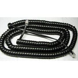 DIY-BizPhones 5-Pack Black 25' Ft Handset Cords Compatible with Allworx IP Phone 9112 9124 9202 9202E 9204 9204E 9204G 9204P 9212 9212L 9212P 9224 9224E 9224P PAETEC Series Curly Coil Lot