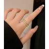 Adjustable Multi-Layer Pearl Ring, Gold Plated, Open Band Design, PEARL