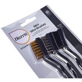 Harris Essentials Mini Wire Brush 3 Pack, Nylon, Steel & Brass