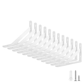 White Shelf Bracket 12 Packs Eau Wall Shelf Brackets Heavy Duty 4 X 6 Inch 90 Degree Floating Shelves, Tripod Triangle Shelf Brackets for Floating Wood Shelves