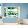 FLFK Fake Window Wall Sticker - Landscape Faux Window Wall