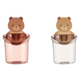 PICNICFUN Toothbrush Holder,2 Pack Self Adhesive Wall Mounted Toothbrush Holders for Bathroom(Grey/Brown) (Grey/Brown)