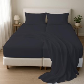 Silentnight Split California King Sheets for Adjustable Beds 5-Piece Split California King Sheet Set, 800 Thread Count 100% Egyptian Cotton,18" Deep Pocket Adjustable Bed Sheets, Black Solid