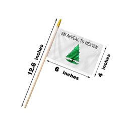 PLAIEI An Appeal To Heaven Handheld Stick Flag 4x6 Inches 12 Pack Small Mini Honor History American War Revolution Liberty Realistic Pine Tree Flag On Speartip Wooden Stick For Churches Patriotic
