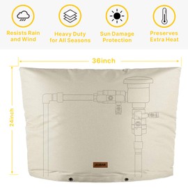 Backflow Preventer Cover Insulated Pouch -JIUBRA 36" W x 24" H Outdoor Pressure Reducing Value Cover ,Winter Water Sprinkler Valve Cover Insulated ,Well Pump Covers Protects from Severe Snow.