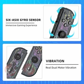 Switch Controller Compatible with Switch/OLED/Lite, Switch Joypad Replacement Controller, Switch Handheld Controller with 7 Colors RGB Light Effect（Black