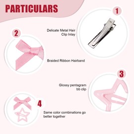 Cute Hair Clips Set - 24 Pcs: 12 Stars and 12 Satin Bow Hair Clips, Colorful Kawaii Y2K Hair Accessories for Girls Women- Perfect for Fans of Star Hair Clips