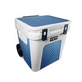 MightySkins Carbon Fiber Skin Compatible with Yeti Roadie 48 Wheeled Cooler - Blue Gridiron | Protective, Durable Textured Carbon Fiber Finish | Easy to Apply and Change Style | Made in The USA