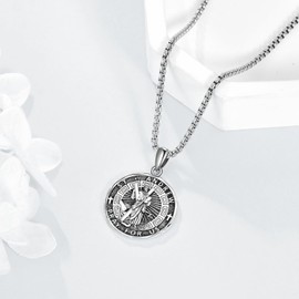 YFN Saint Andrew Necklace Sterling Silver Religious Protector Pendant St Andrew Jewelry Gifts for Women Men
