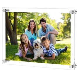 NIUBEE 12x16 and 11x17 Clear Acrylic Wall Mount Picture Frames, A3 Size Floating Frameless Photo Frame for Certificate Poster Display-Double Panel(Full Frame is 14.5x18.5 inch)