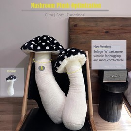 Hofun4U Mushroom Plush Pillow - 39 inch Mushroom Shaped Stuffed Long Pillow - Mushroom Plush Body Pillow - Christmas Birthday Choice Sofa Home Decoration (Black)