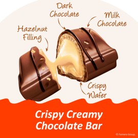 Kinder Bueno Mini, 125 Count Party Pack, Milk Chocolate and Hazelnut Cream, Individually Wrapped Chocolate Bars, 23.8 oz