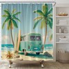 HYKHYK Tour Bus Shower Curtain Palm Tree Tropical Ocean Beach
