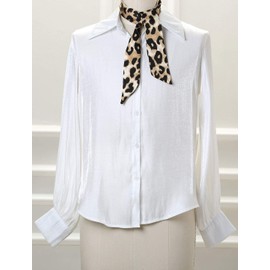 Allegra K Skinny Scarf Womens Thin Long Neckscarf Fashion Leopard Print Hairband Waistband Bag Handle Accessory Light Brown 1 Pcs