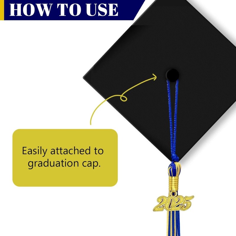 Hidreas 2025 Tassel Academic Graduation Royal Blue and 1 pcs,