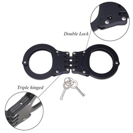 Yoghourds Double Lock Handcuffs, Adjustable Heavy Duty Steel Wrist Cuffs with 2 Keys & Handcuffs Holster in Police Edition Professional Grade