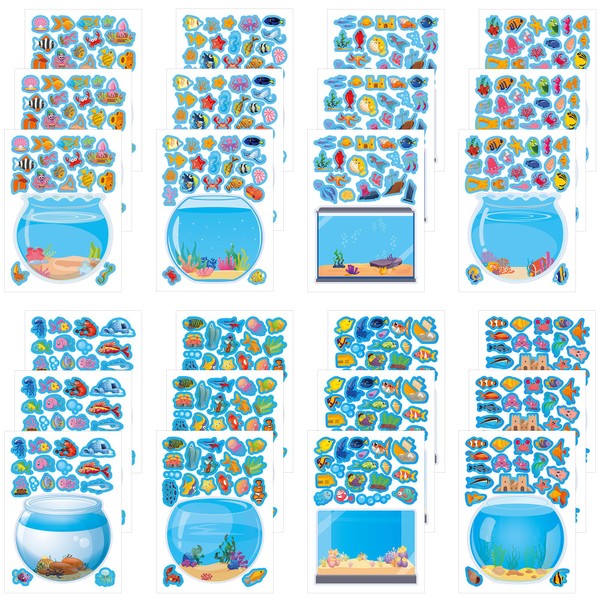 Dorgua 24 Sheets Fish Tank Make a Face Stickers, Party