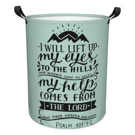 iapodiad Laundry Basket Scripture Large Waterproof Tote Laundry Hamper Creative Lightweight Collapsible Bathroom Utility Room Bedroom Kitchen