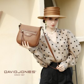 David Jones - Women's zip shoulder bag - shoulder bag - faux leather multipocket - multi-pocket messenger tote bag - elegant and practical classic, purple, One Size, Stylish