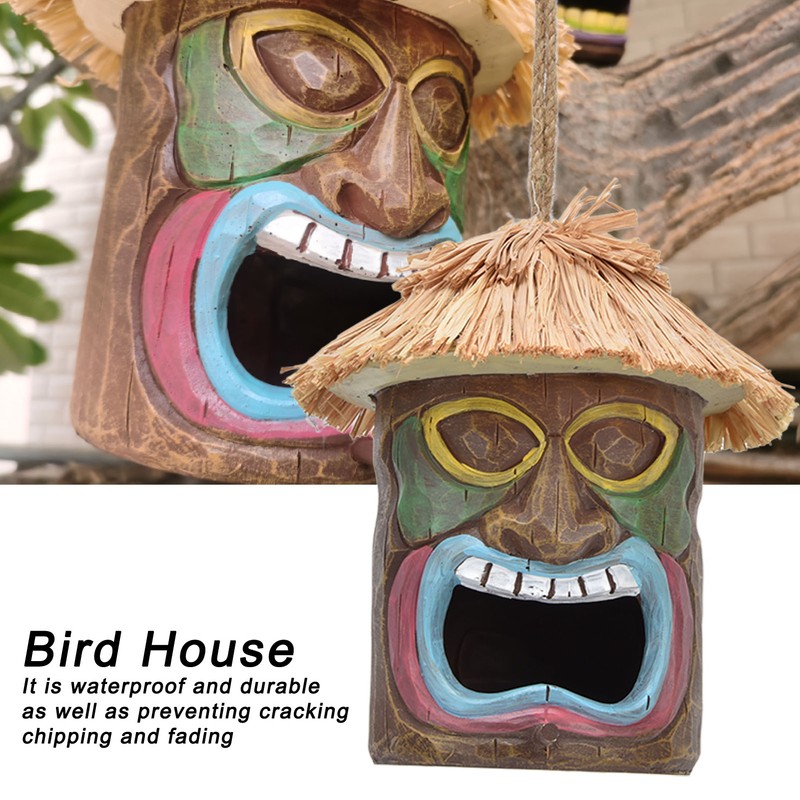 Hand Made Birdhouse Covered Resin Bird Feeder for Home Garden