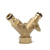 KATSU 2 Way Brass Garden Hose Splitter Y Valve Double