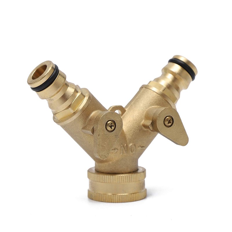KATSU 2 Way Brass Garden Hose Splitter Y Valve Double