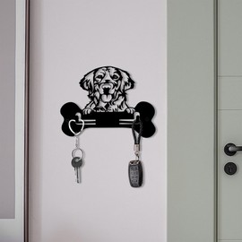 FOSDICK 2 Pieces Key Holder for Wall, Black Metal Key Hooks Wall Mounted, Puppy Shape Key Hook, Key Rack with 4 Hooks, Creative Keys Holder, Key Hanger for Living Room Bathroom Kitchen Bedroom