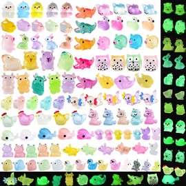 U-Zimikee 150 Pcs Luminous Mini Resin Animals Miniature Animals Figurines Tiny Little Animals Glow in Dark Small Animal Figures to Hide Mini Animals Micro Landscape Ornaments Fairy Garden Accessories