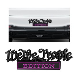 povtii We The People Edition Emblems, 3D Full Metal Car Decals with Strong Adhesive, Decoration Sticker to Highlight Yourself for Fender Tailgate, Car Accessories (Black+Purple)