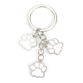 MUCOOS Paw Print Keyring, Dog Keychain, Three Paw Prints, Birthday Gift for Pet Owner, Memorial Gift for Dog Lovers, Silver3