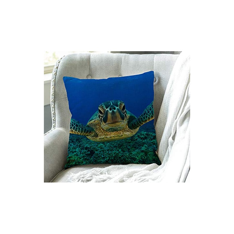 Swono Sea Turtle Cotton Linen Throw Pillow Case Cushion Cover