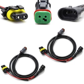iJDMTOY (2) H10/9145 9005 9006 Factory Fog Lights Extension w/ Deutsch DT DTP Connectors, Compatible With Cubic LED Pod Lights, LED Light Bars, Off-Road LED Work Lamps, etc