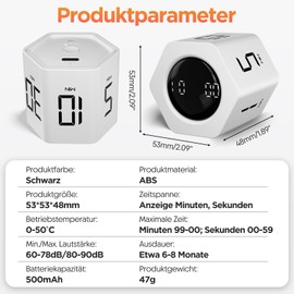 Milgeo Gravity Sensor Timer, Time Management Tool Cube with Pomodoro Technology for Work, Office, Study Tasks, Kids, Cooking, Sports to Count Time (White)