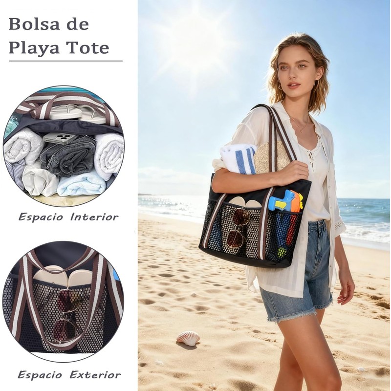 Bolso de Playa para Mujer, Bolso Tote Grande para Señoras,
