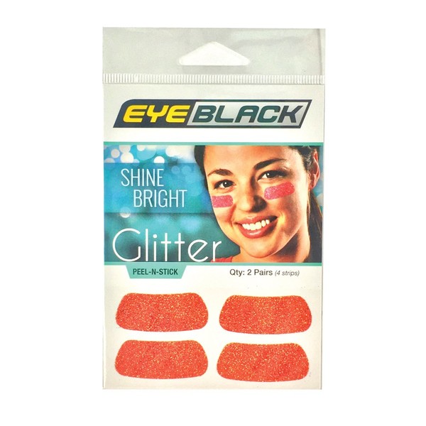 EyeBlack Orange Softball Glitter Eye Black Strips, 2 Pair