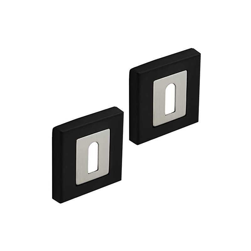 DecorAndDecor Square Escutcheon Thumb Turn Key Rose (Black/Chrome Standard)