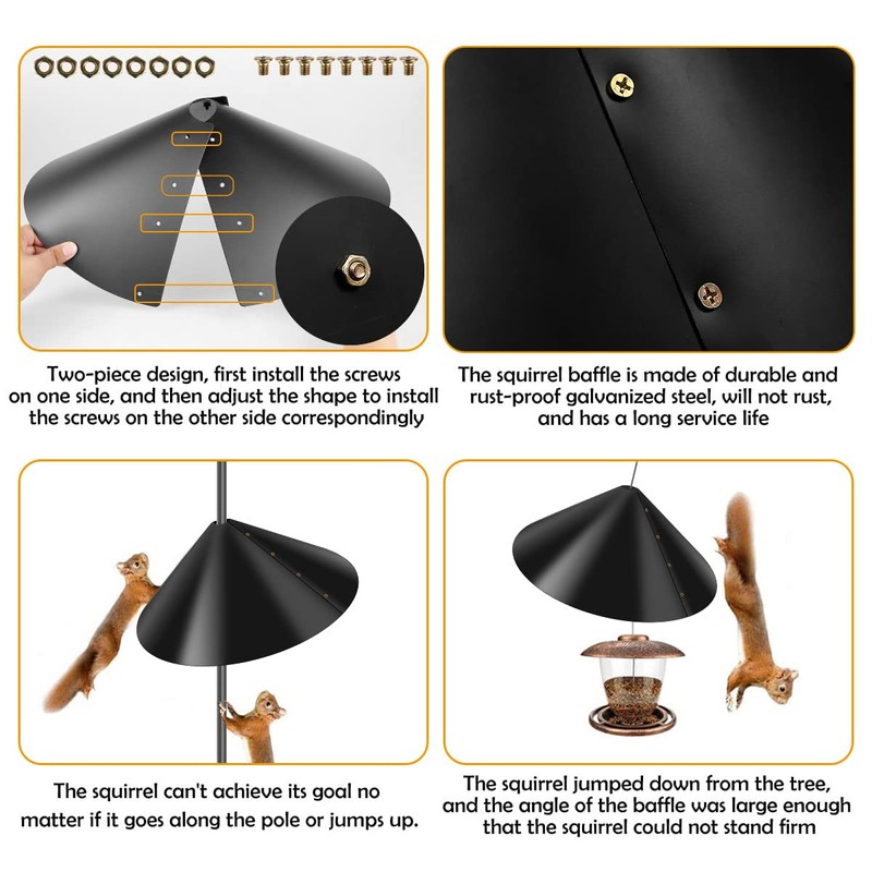 2Pcs Wrap Around Squirrel Baffle,Universal 18inch Squirrel Proof Baffle, Squirrel