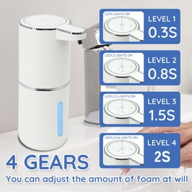 Foaming Soap Dispenser, Automatic Soap Dispenser, 13.5oz/400ml Automatic Soap Dispenser Touchless, USB Rechargeable 4 Level Adjustable Electric Hand Soap Dispenser, for Bathroom, Kitchen,Hotel