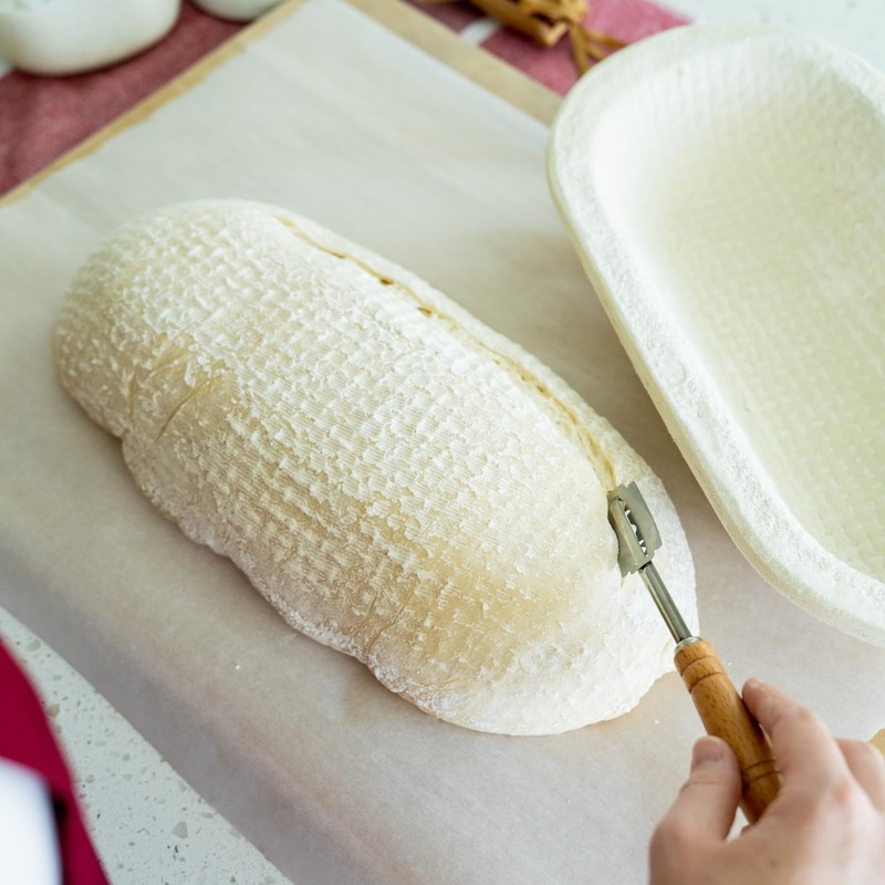 Bulka Large Oval 1kg Waffle Banneton Bread Proofing Basket Pressed