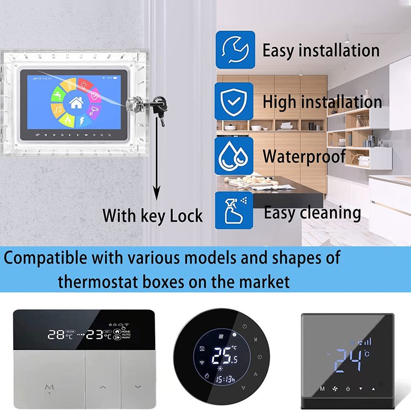 Thermostat Lock Box Transparent Acrylic Universal Clear Cover with 2